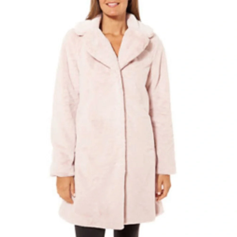 Liz Claiborne notch collar faux fur coat NWT S - Picture 1 of 7